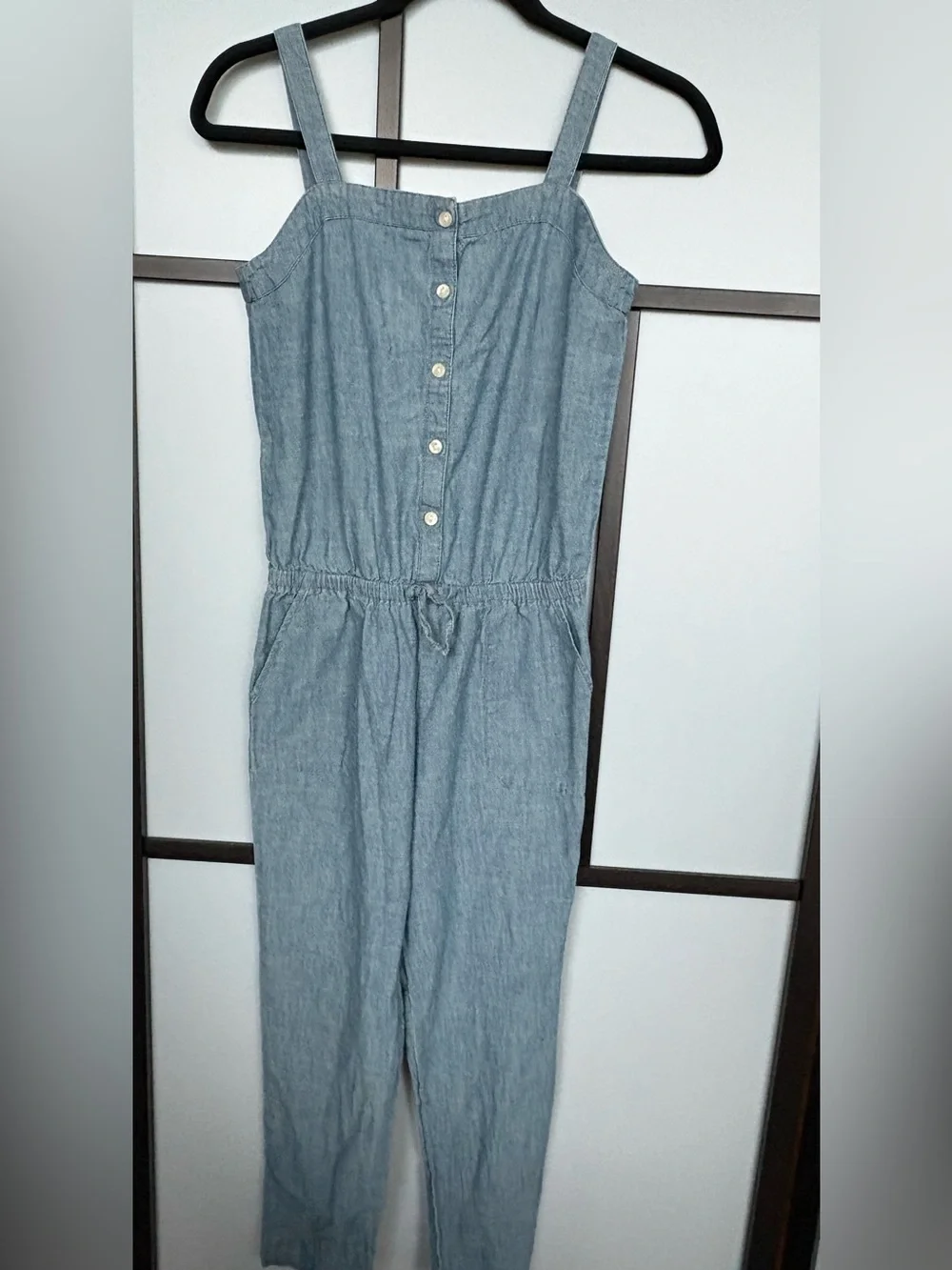 KIDS Polo Ralph Lauren Girls Size 12 Blue Chambray Cotton Jumpsuit Button Front
